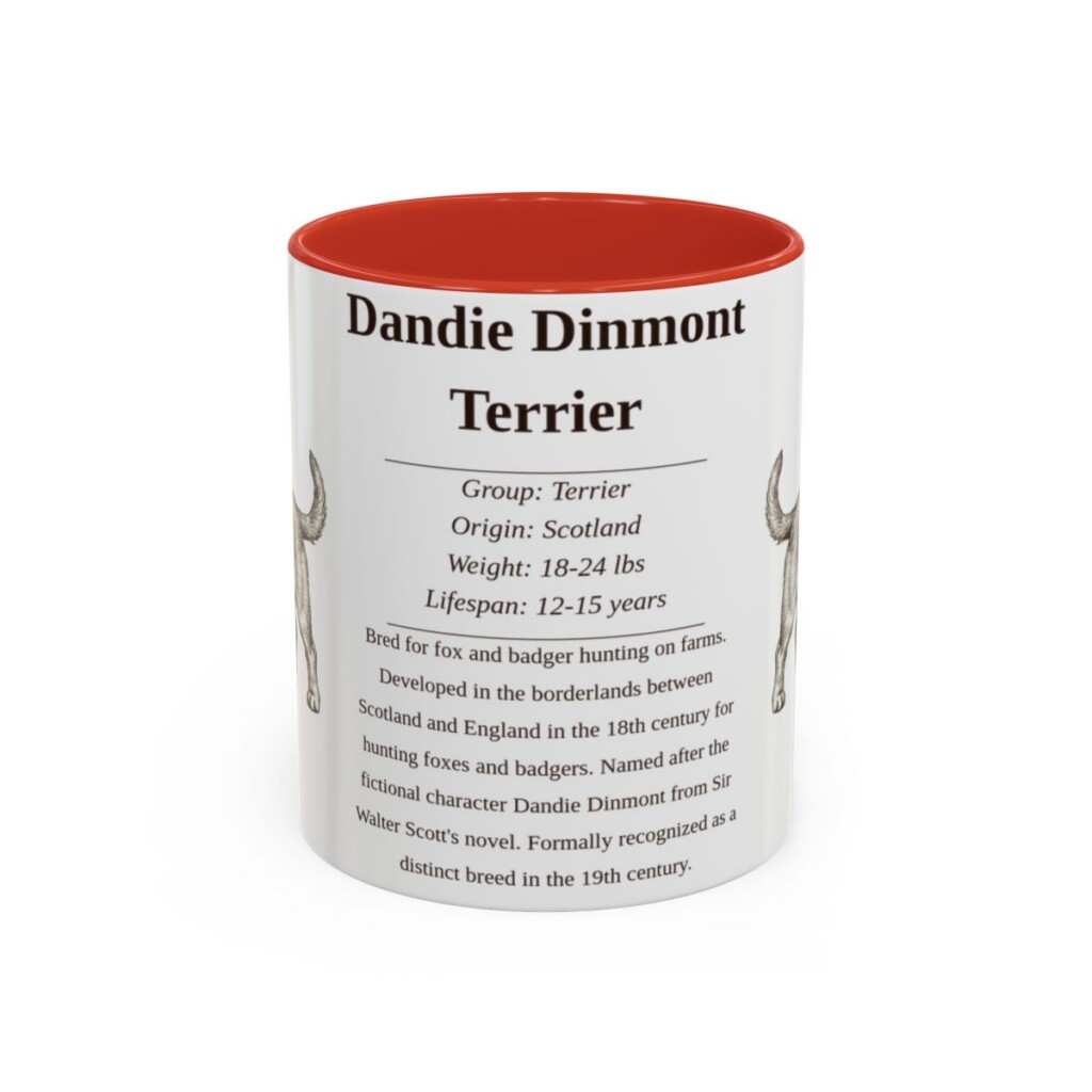 11oz Dandie Dinmont Terrier Mug, Illustrated Dog Breed Facts Coffee Mug, Vintage Dog Keepsake Gift