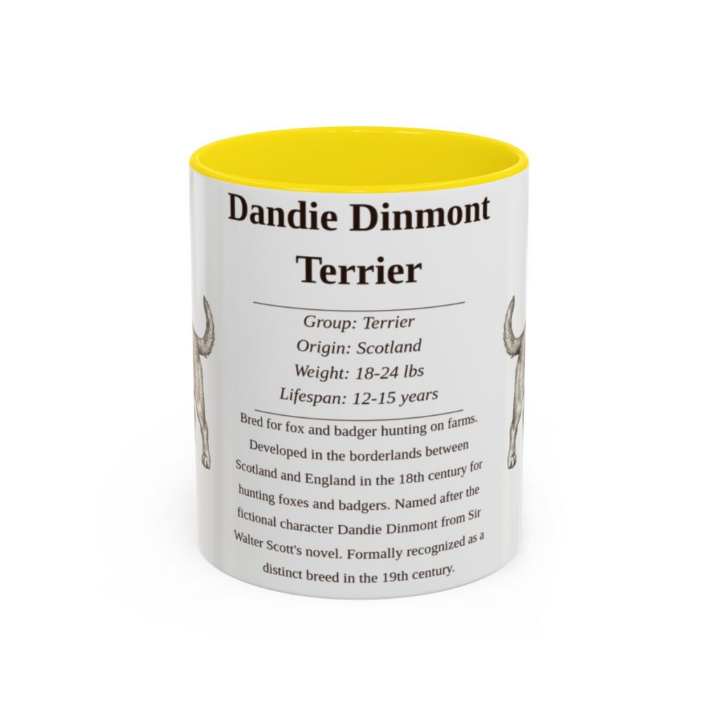 11oz Dandie Dinmont Terrier Mug, Illustrated Dog Breed Facts Coffee Mug, Vintage Dog Keepsake Gift