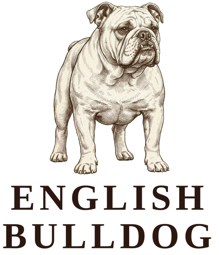 English Bulldog vintage sketch illustration