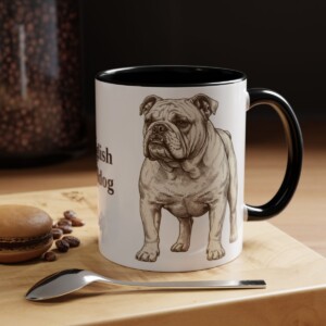 11oz English Bulldog Mug, Vintage Dog Portrait Coffee Mug, Dog Lover Gift