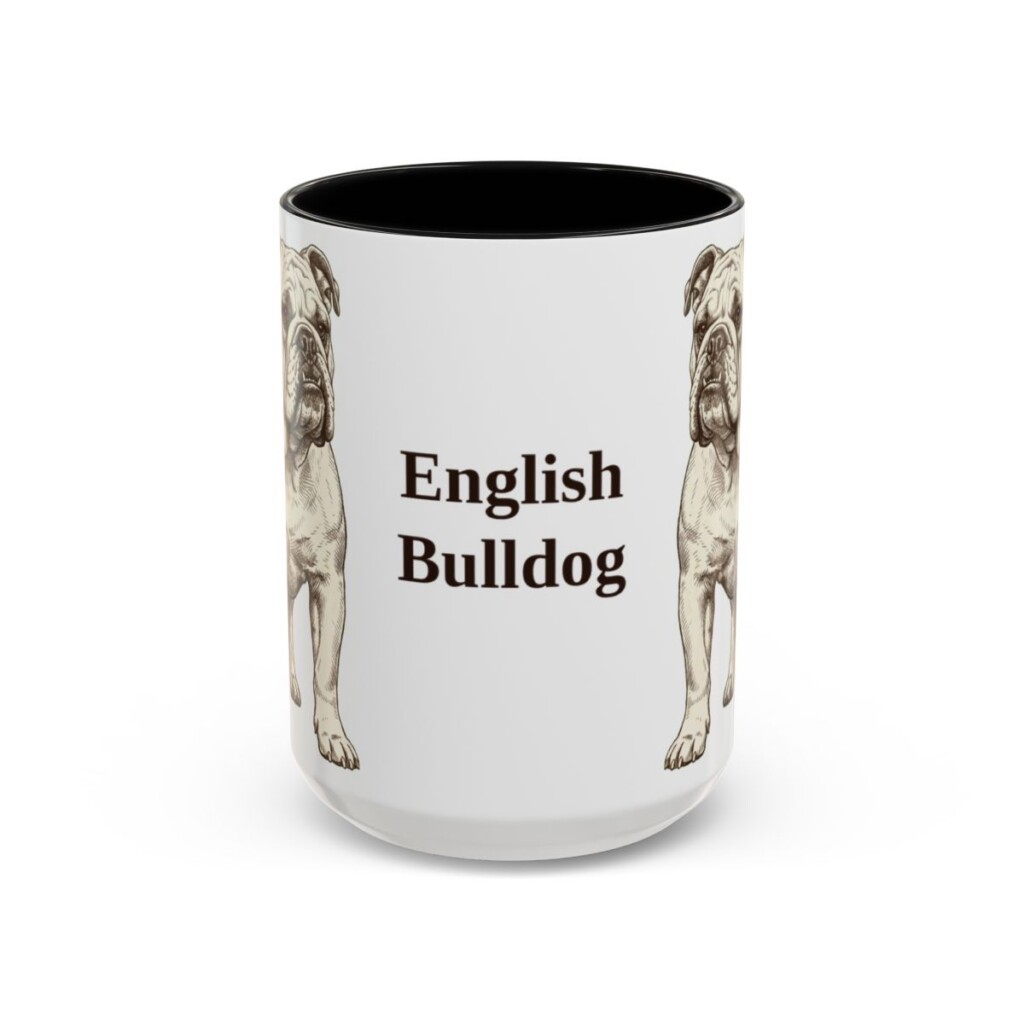 15oz English Bulldog Mug, Vintage Dog Portrait Coffee Mug, Dog Lover Gift