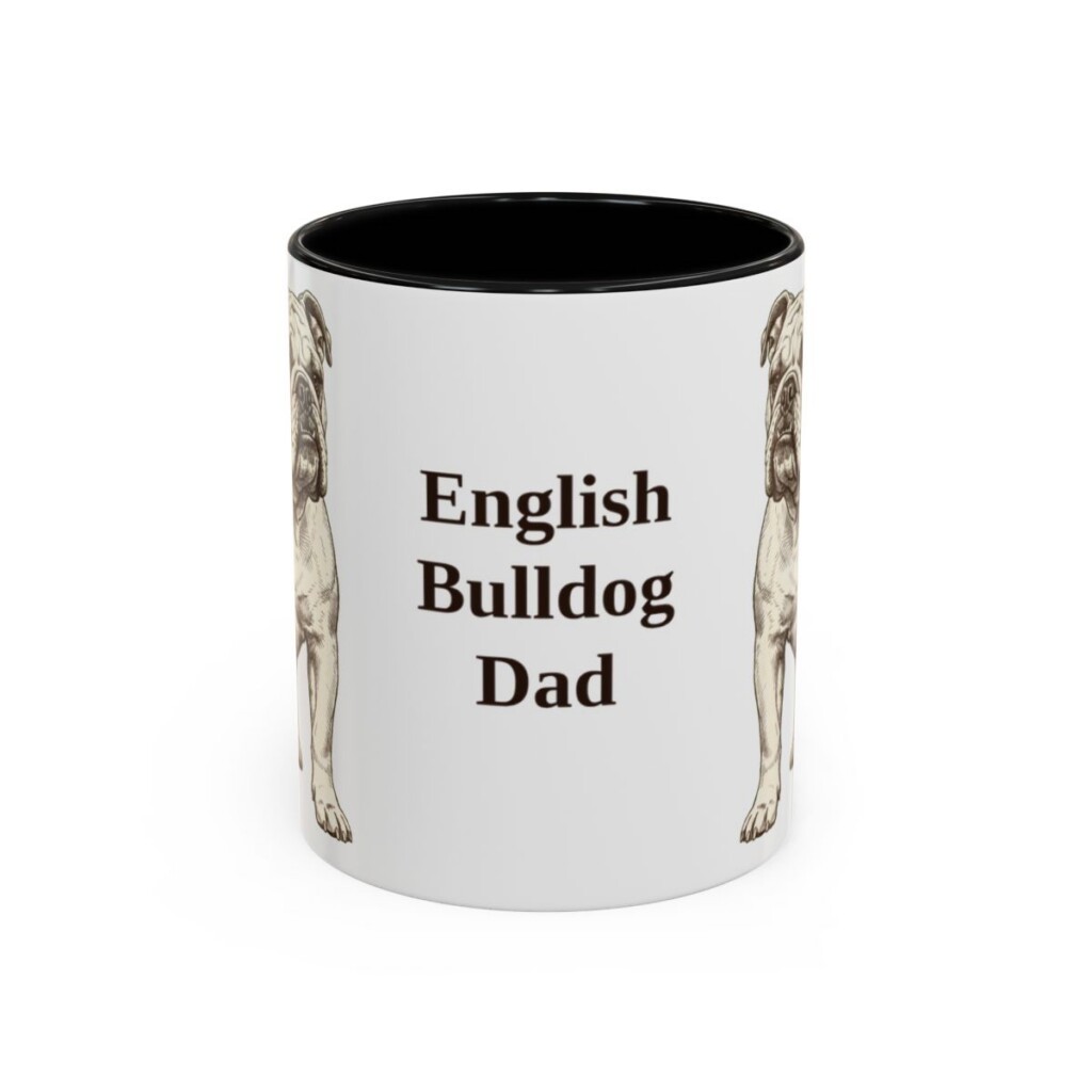 11oz English Bulldog Dog Dad Mug, Vintage Sketch Coffee Mug, Dog Dad Gift