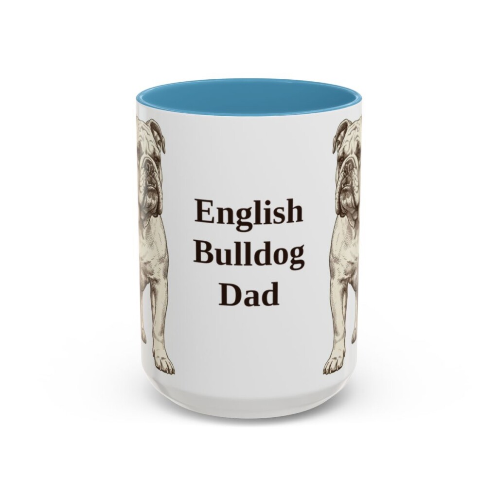 15oz English Bulldog Dog Dad Mug, Vintage Sketch Coffee Mug, Dog Dad Gift