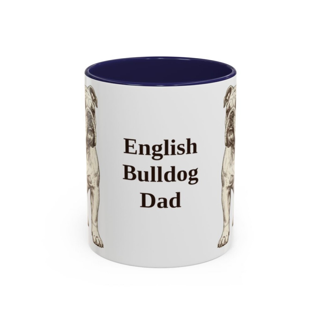 11oz English Bulldog Dog Dad Mug, Vintage Sketch Coffee Mug, Dog Dad Gift