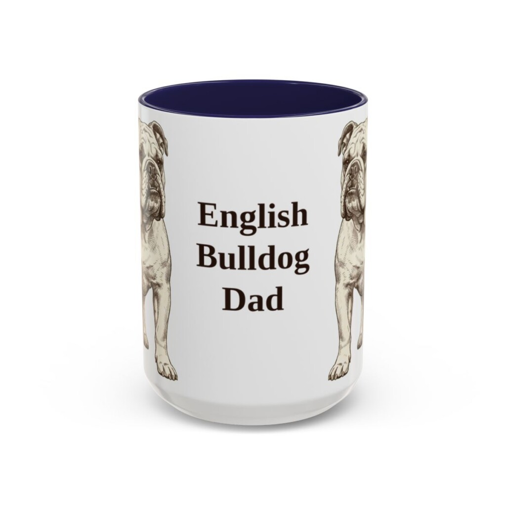 15oz English Bulldog Dog Dad Mug, Vintage Sketch Coffee Mug, Dog Dad Gift