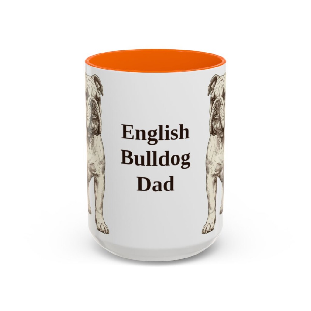 15oz English Bulldog Dog Dad Mug, Vintage Sketch Coffee Mug, Dog Dad Gift