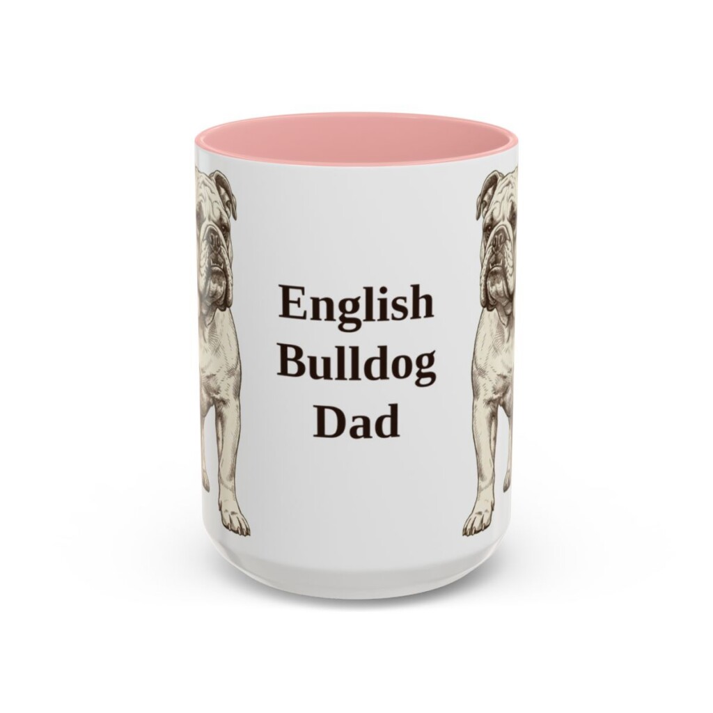15oz English Bulldog Dog Dad Mug, Vintage Sketch Coffee Mug, Dog Dad Gift