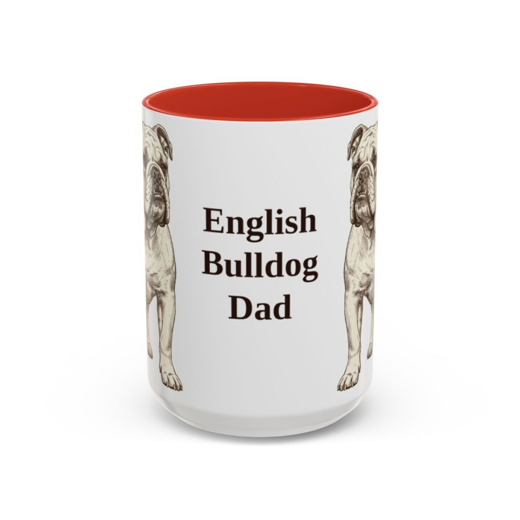 15oz English Bulldog Dog Dad Mug, Vintage Sketch Coffee Mug, Dog Dad Gift