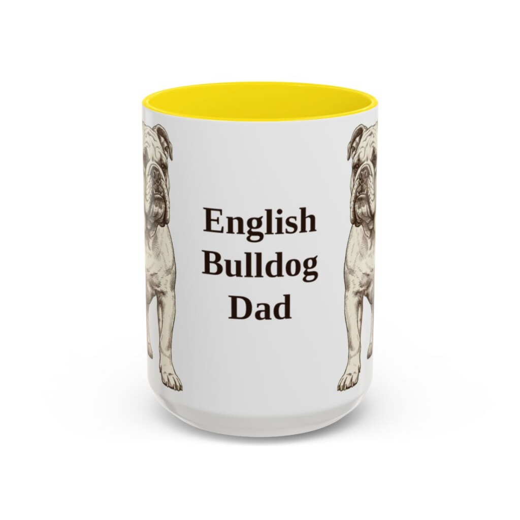 15oz English Bulldog Dog Dad Mug, Vintage Sketch Coffee Mug, Dog Dad Gift