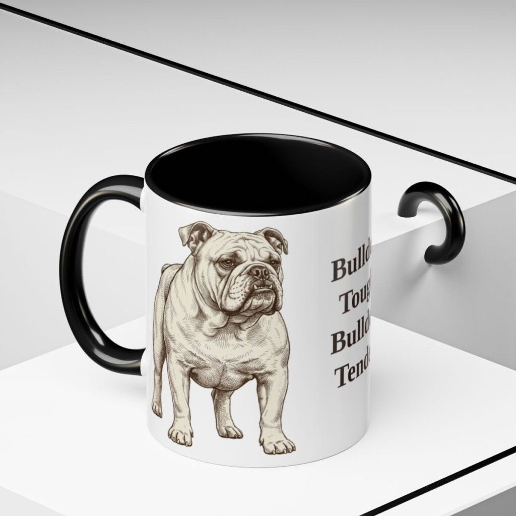 11oz Funny English Bulldog Mug, Bulldog Tough Bulldog Tender, Vintage Dog Coffee Mug, Dog Lover Gift