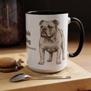 15oz English Bulldog Latin Mug, English Bulldog, Vintage Dog Coffee Mug, Dog Lover Gift