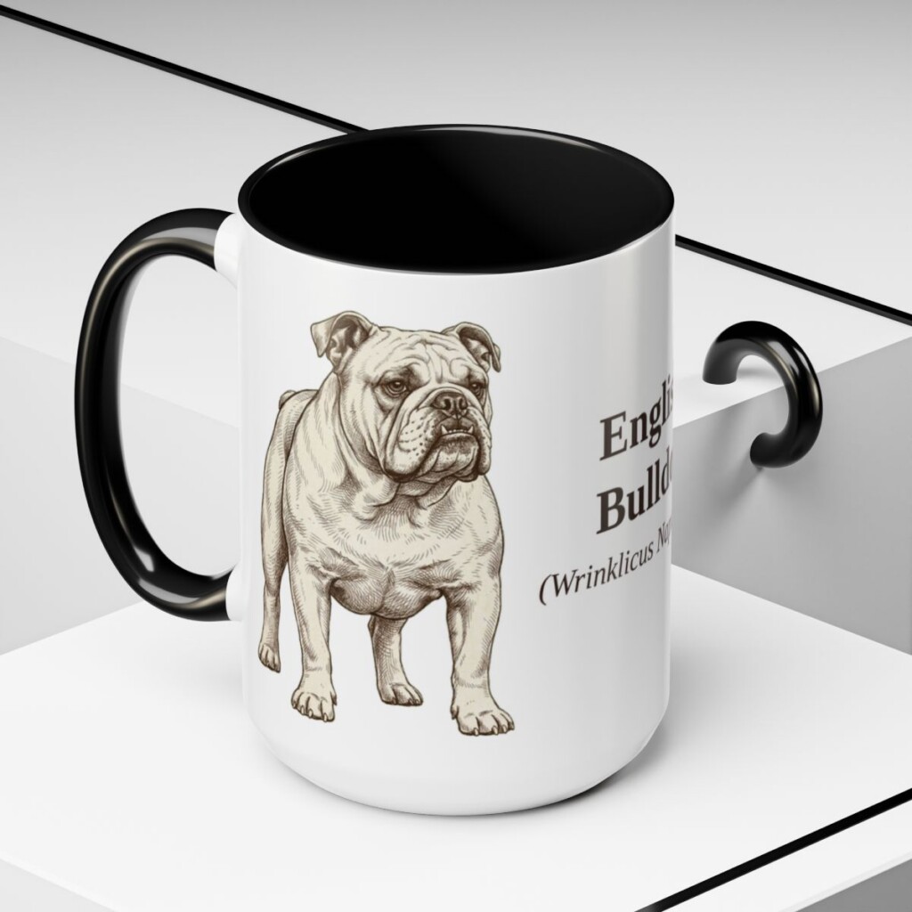 15oz English Bulldog Latin Mug, English Bulldog, Vintage Dog Coffee Mug, Dog Lover Gift