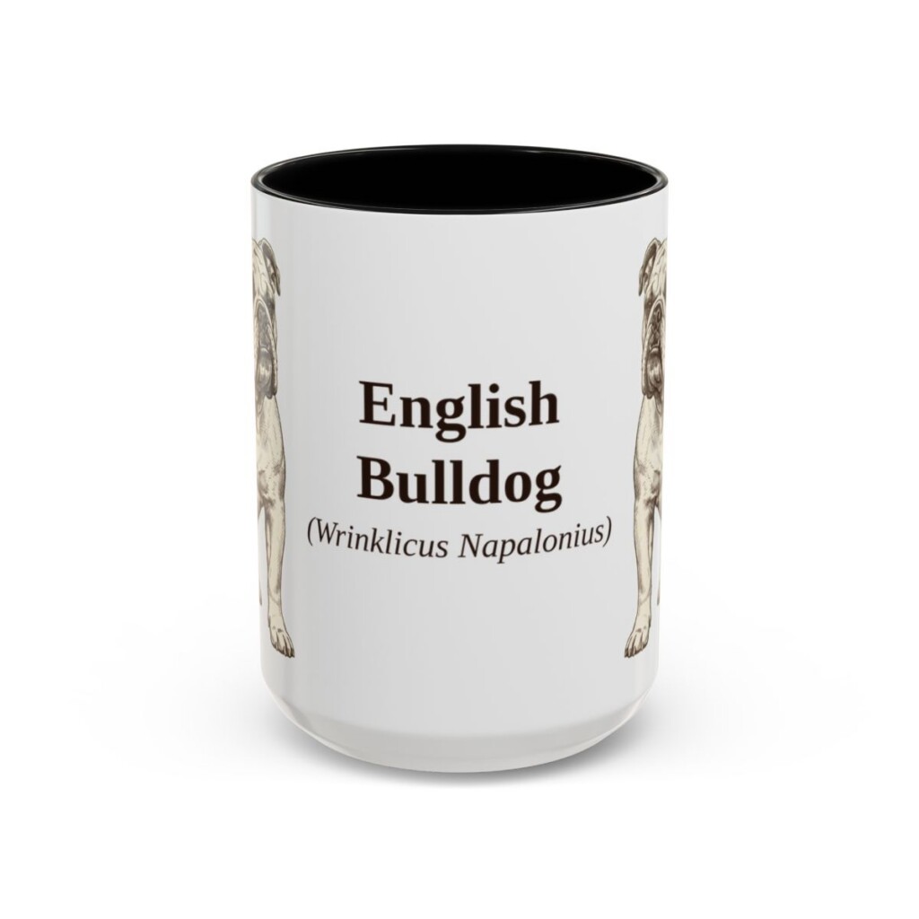 15oz English Bulldog Latin Mug, English Bulldog, Vintage Dog Coffee Mug, Dog Lover Gift