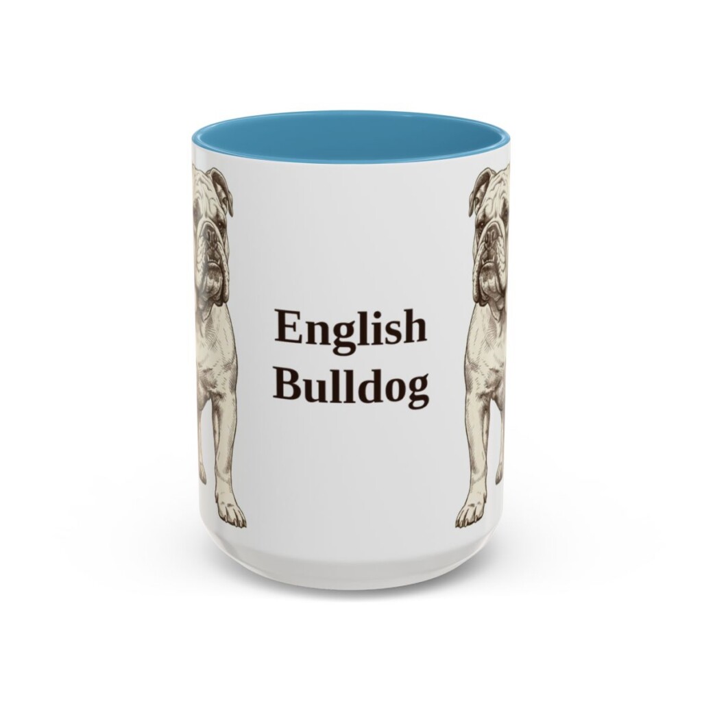 15oz English Bulldog Mug, Vintage Dog Portrait Coffee Mug, Dog Lover Gift