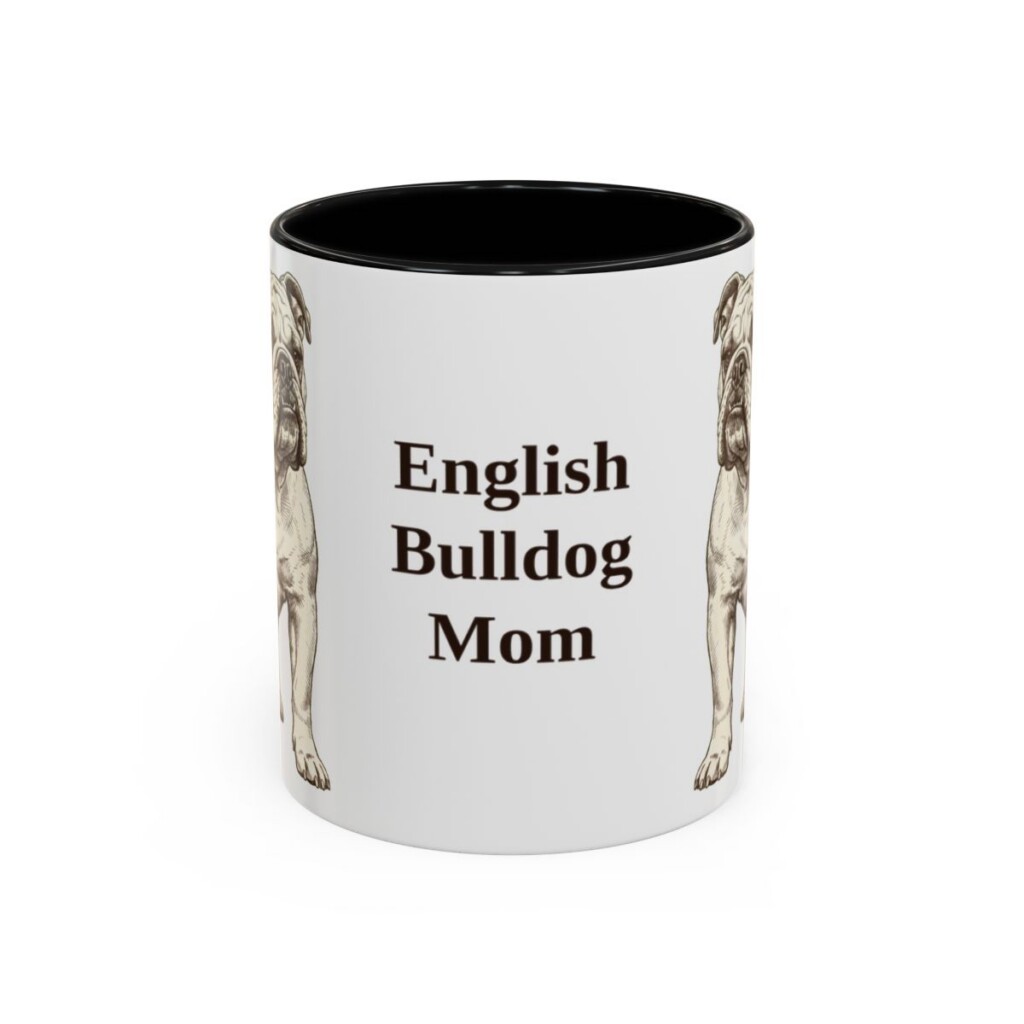 11oz English Bulldog Dog Mom Mug, Vintage Sketch Coffee Mug, Dog Mom Gift