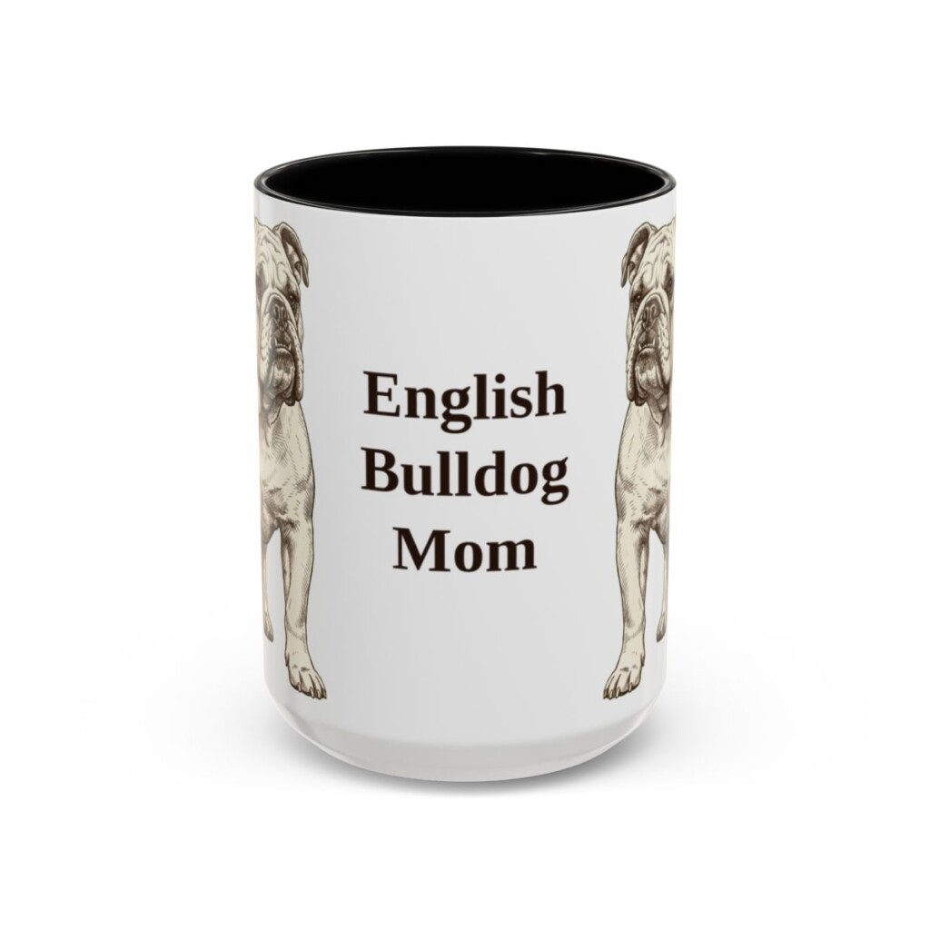 15oz English Bulldog Dog Mom Mug, Vintage Sketch Coffee Mug, Dog Mom Gift