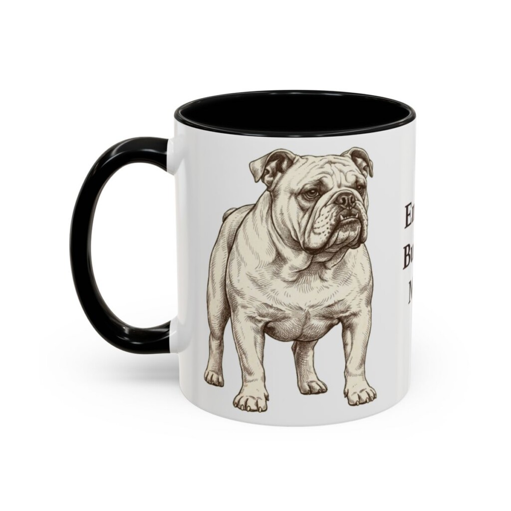 11oz English Bulldog Dog Mom Mug, Vintage Sketch Coffee Mug, Dog Mom Gift