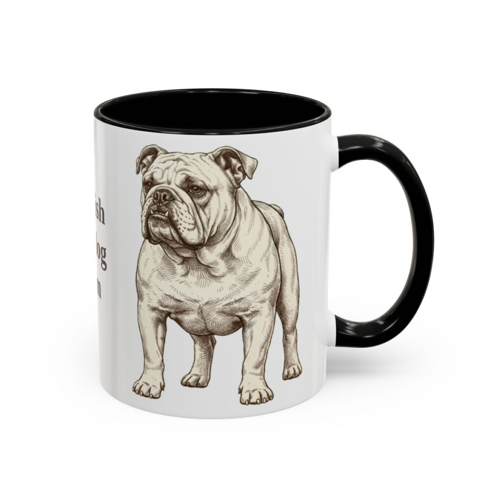 11oz English Bulldog Dog Mom Mug, Vintage Sketch Coffee Mug, Dog Mom Gift
