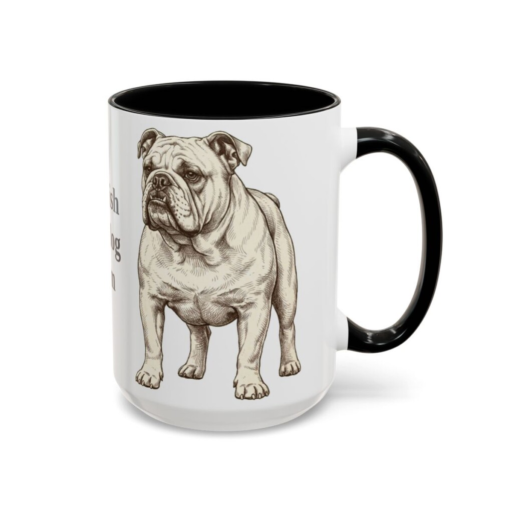15oz English Bulldog Dog Mom Mug, Vintage Sketch Coffee Mug, Dog Mom Gift