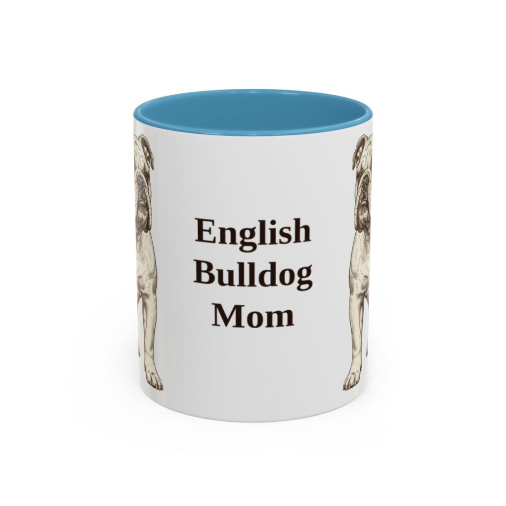 11oz English Bulldog Dog Mom Mug, Vintage Sketch Coffee Mug, Dog Mom Gift