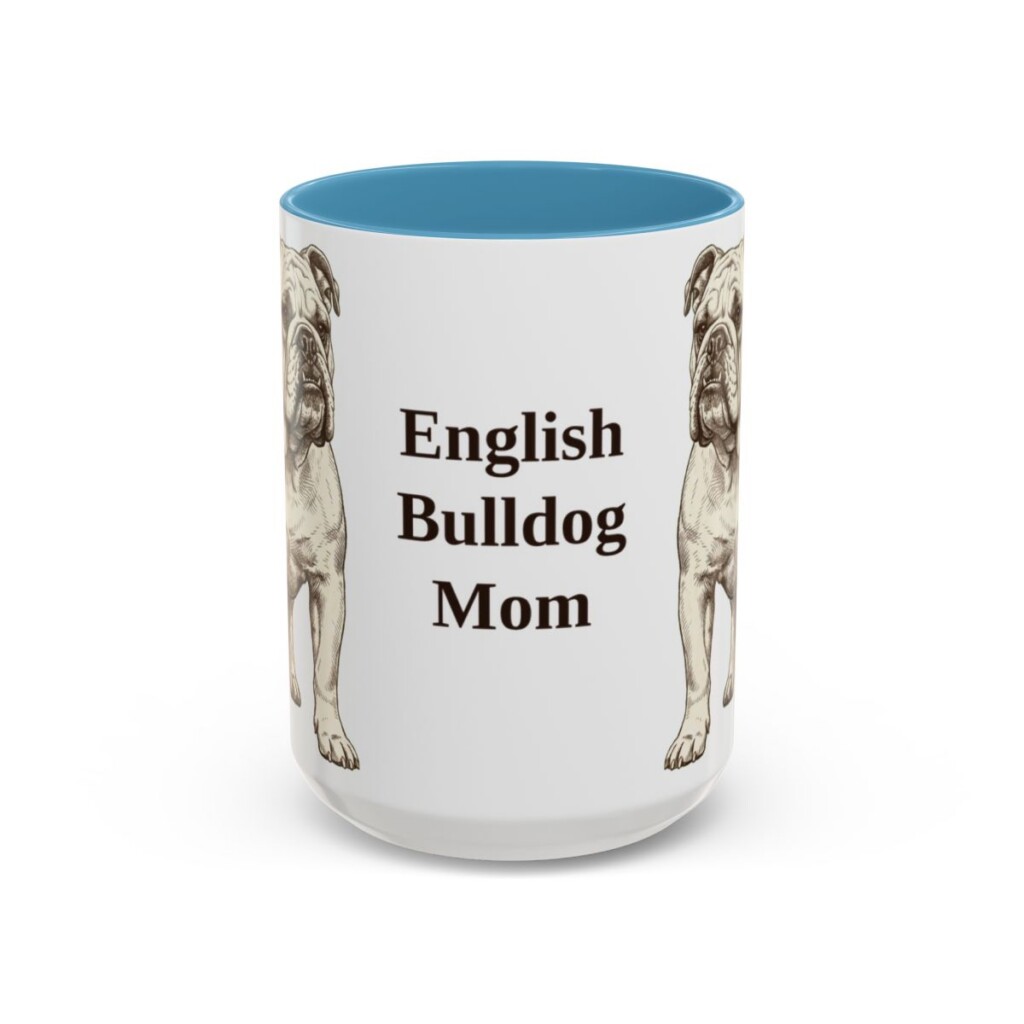 15oz English Bulldog Dog Mom Mug, Vintage Sketch Coffee Mug, Dog Mom Gift