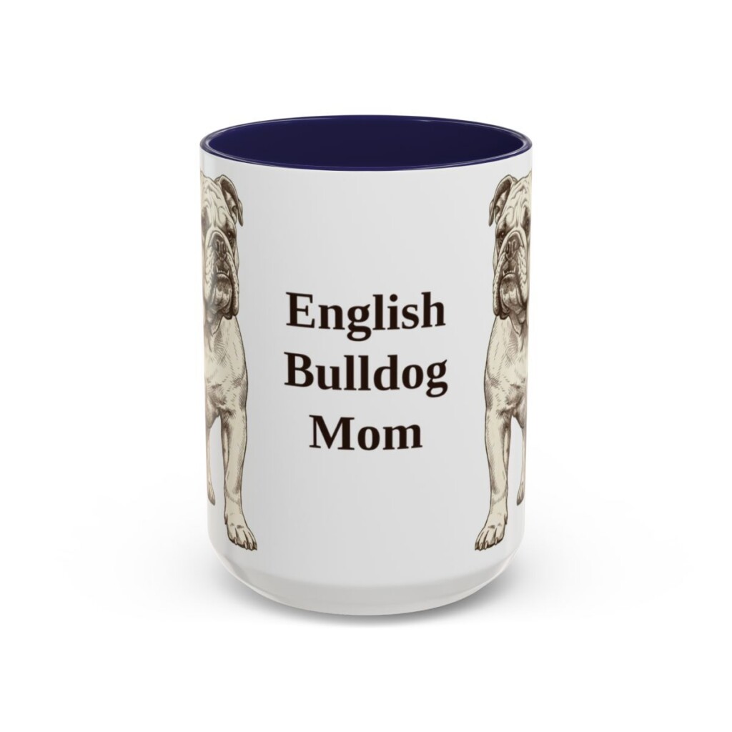 15oz English Bulldog Dog Mom Mug, Vintage Sketch Coffee Mug, Dog Mom Gift