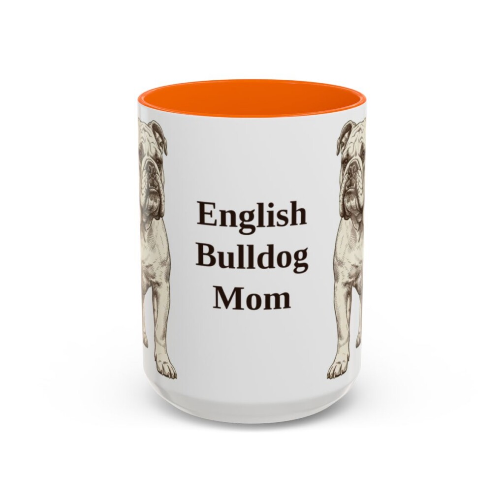 15oz English Bulldog Dog Mom Mug, Vintage Sketch Coffee Mug, Dog Mom Gift