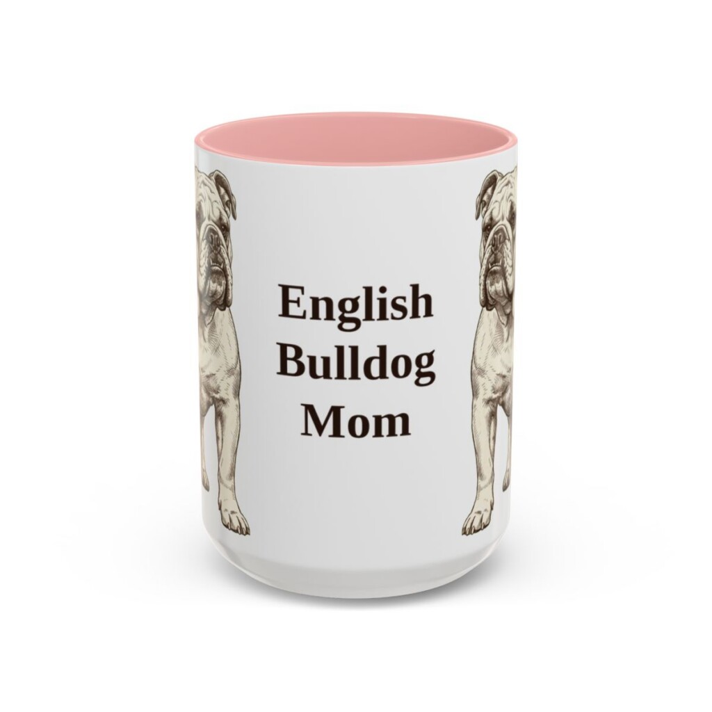 15oz English Bulldog Dog Mom Mug, Vintage Sketch Coffee Mug, Dog Mom Gift