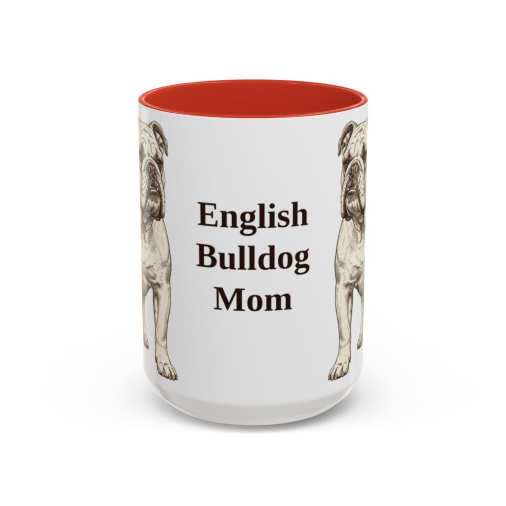 15oz English Bulldog Dog Mom Mug, Vintage Sketch Coffee Mug, Dog Mom Gift