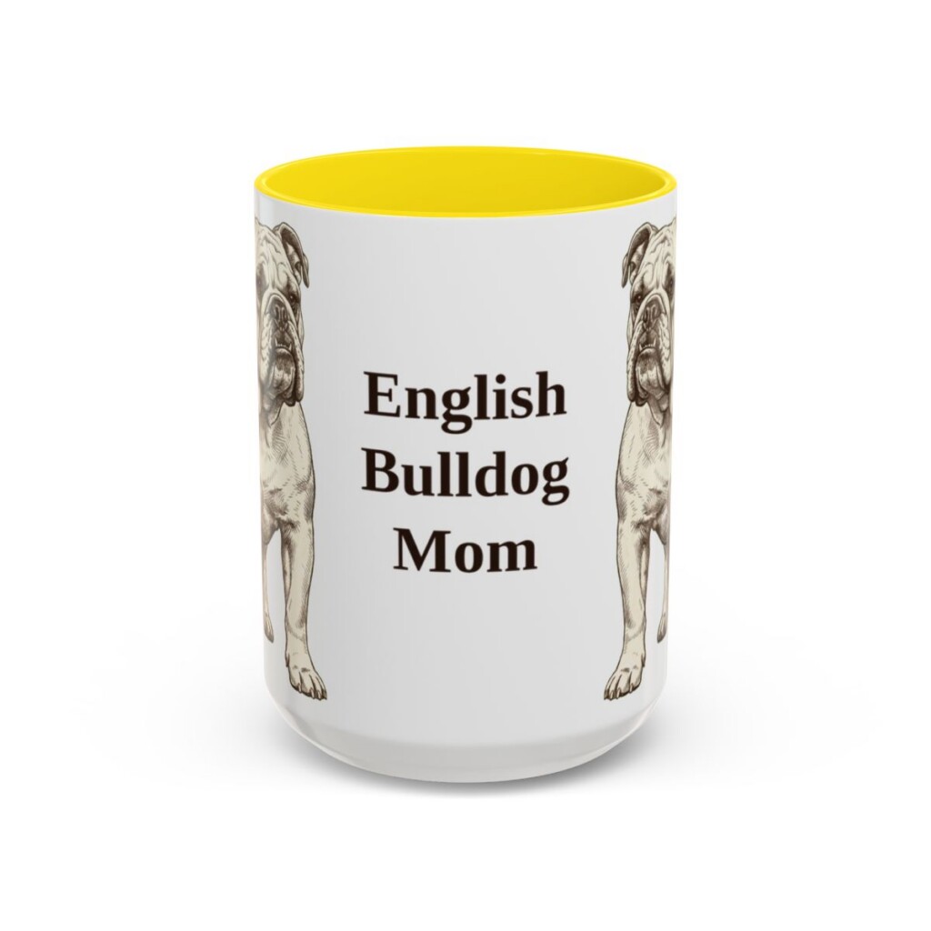 15oz English Bulldog Dog Mom Mug, Vintage Sketch Coffee Mug, Dog Mom Gift