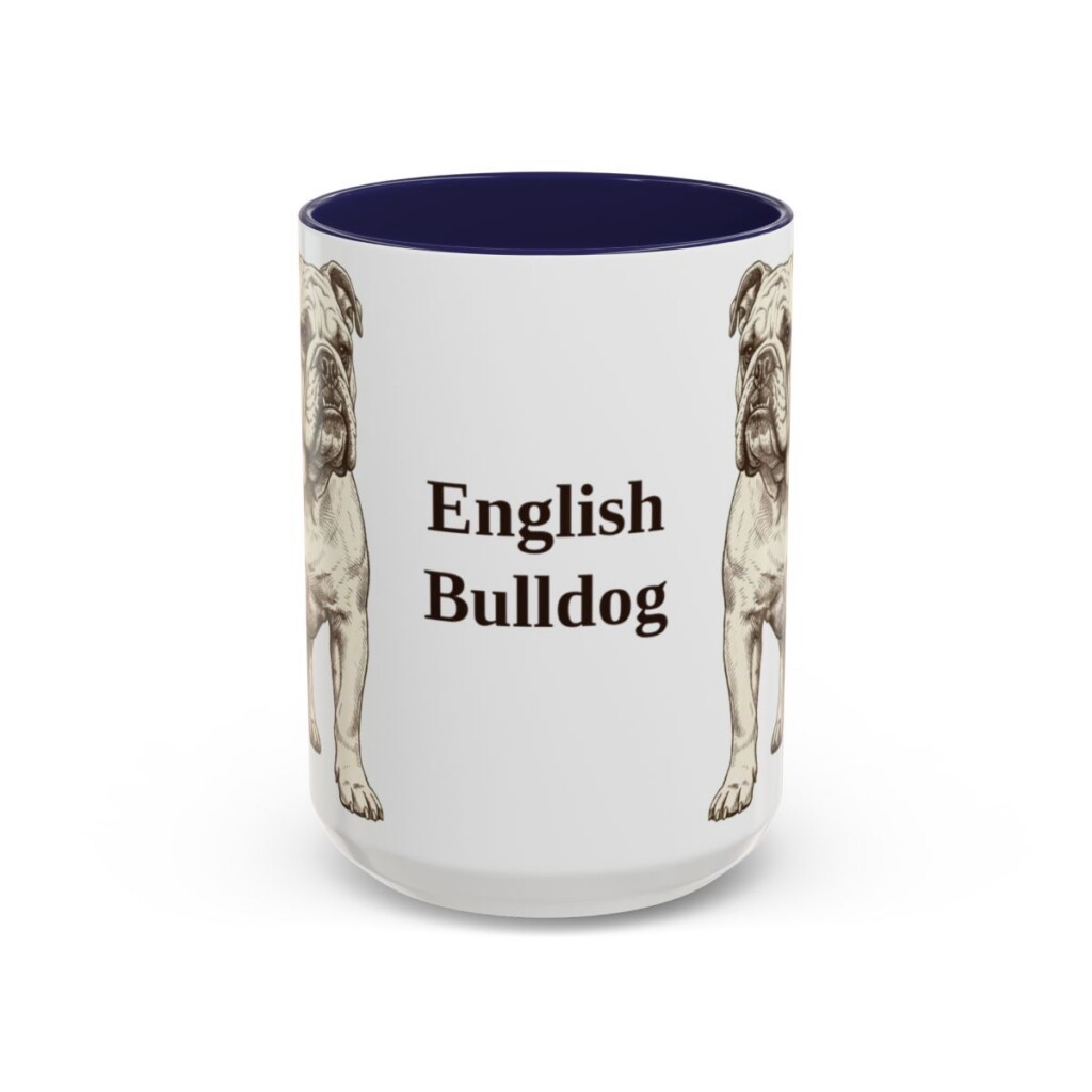 15oz English Bulldog Mug, Vintage Dog Portrait Coffee Mug, Dog Lover Gift