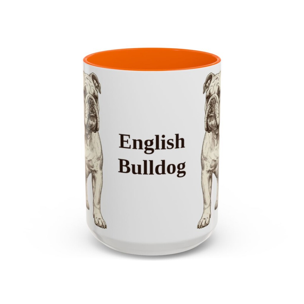 15oz English Bulldog Mug, Vintage Dog Portrait Coffee Mug, Dog Lover Gift