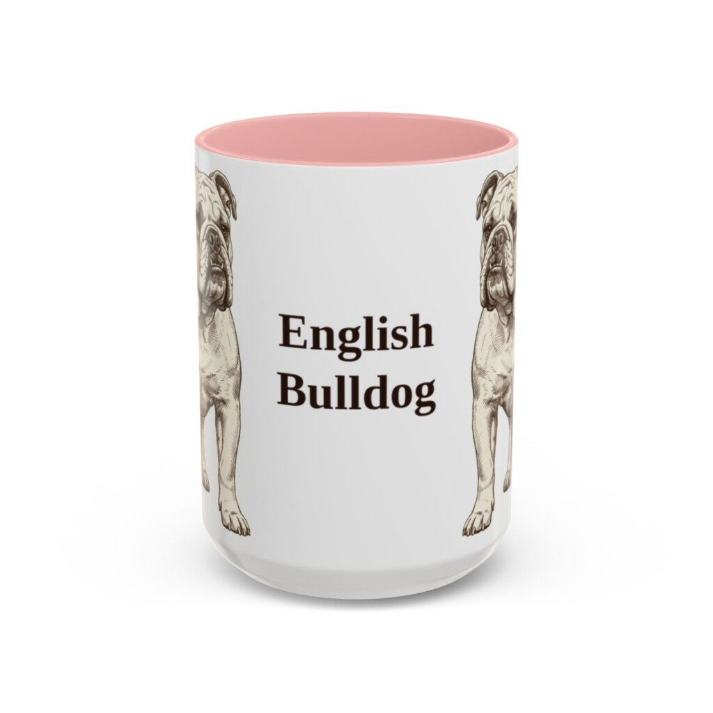 15oz English Bulldog Mug, Vintage Dog Portrait Coffee Mug, Dog Lover Gift