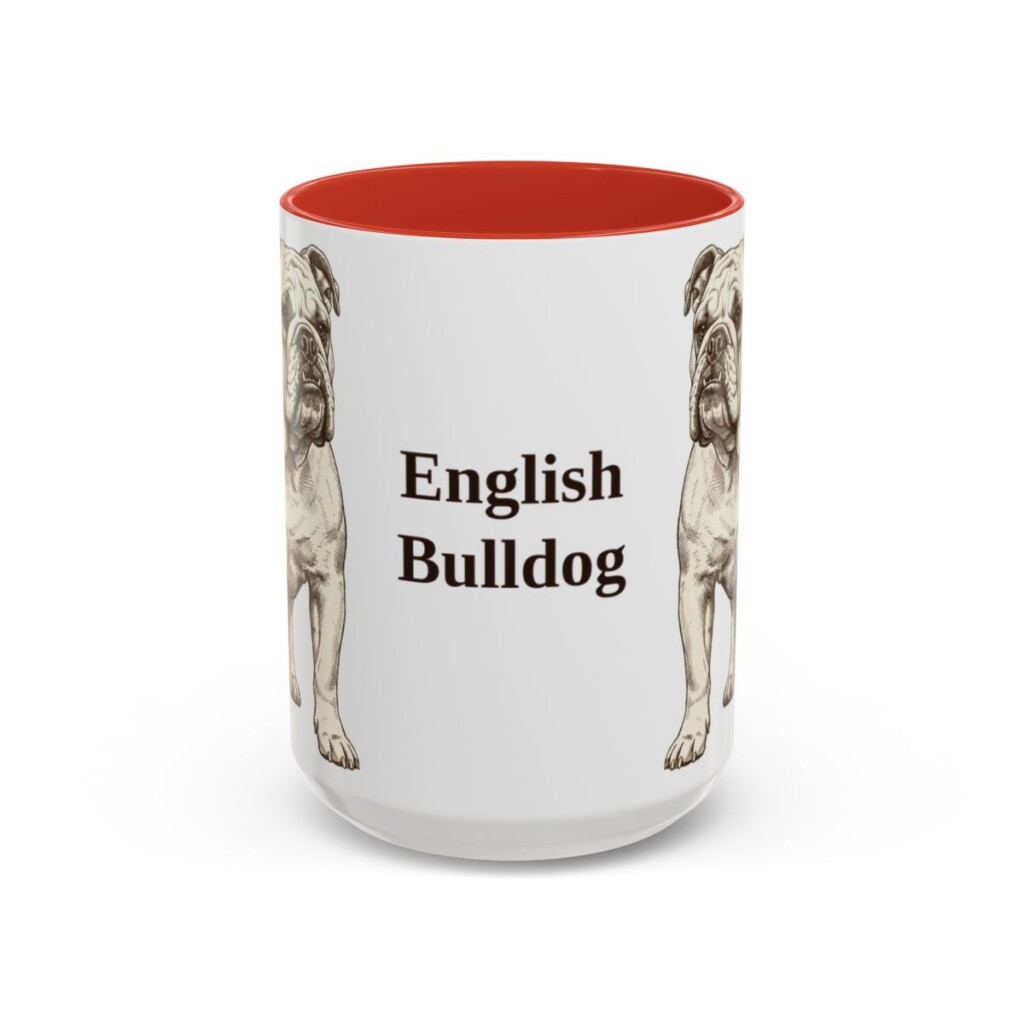 15oz English Bulldog Mug, Vintage Dog Portrait Coffee Mug, Dog Lover Gift