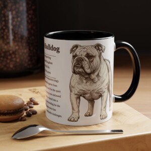 11oz English Bulldog Mug, Illustrated Dog Breed Facts Coffee Mug, Vintage Dog Keepsake Gift