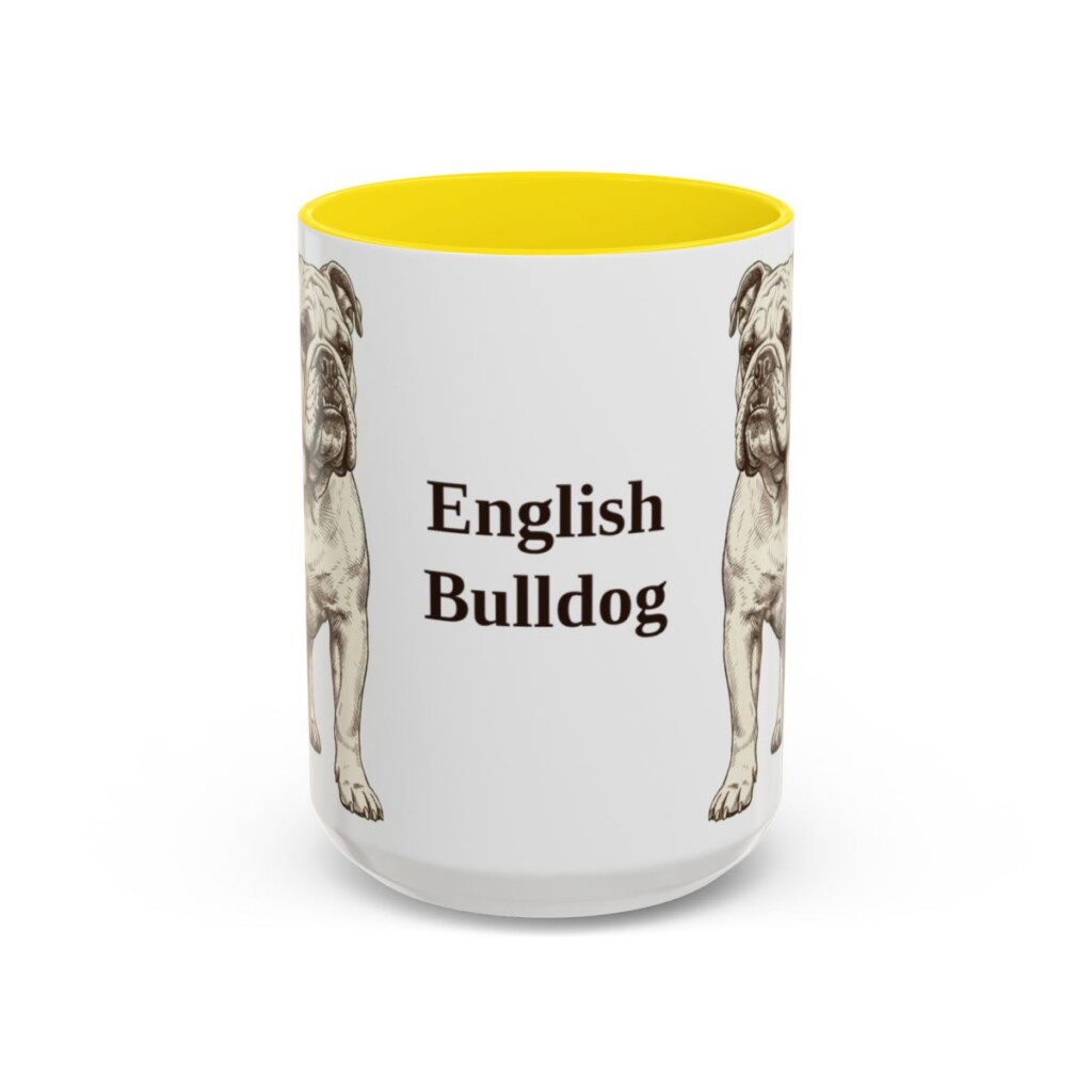 15oz English Bulldog Mug, Vintage Dog Portrait Coffee Mug, Dog Lover Gift