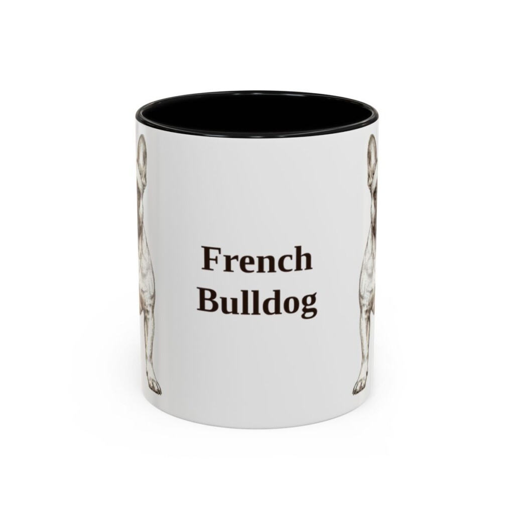 french-bulldog-mug-black-front-1 11oz French Bulldog Mug, Vintage Dog Portrait Coffee Mug, Dog Lover Gift