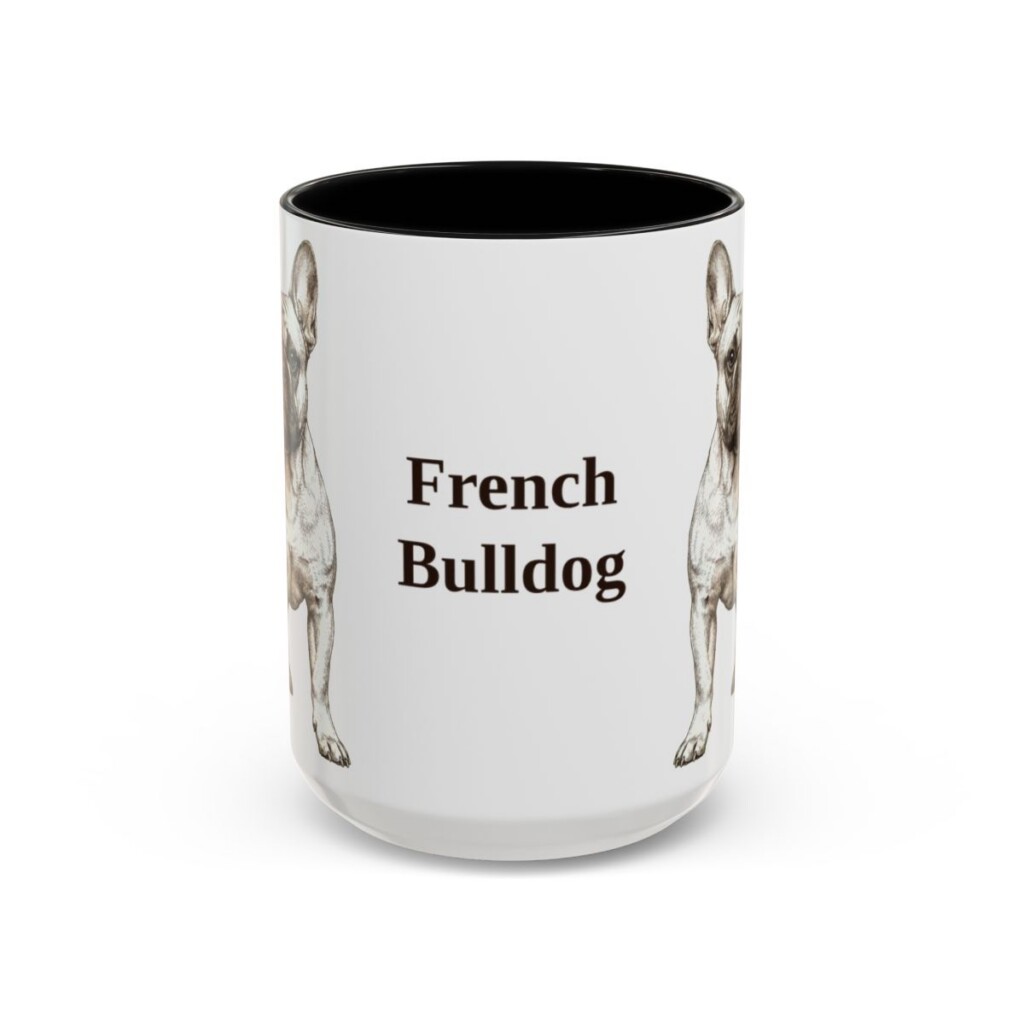 15oz French Bulldog Mug, Vintage Dog Portrait Coffee Mug, Dog Lover Gift