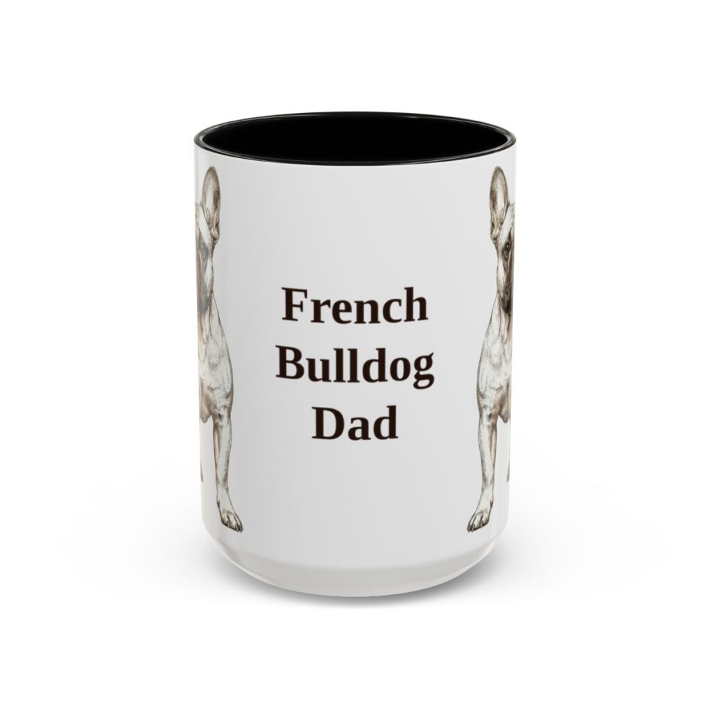 15oz French Bulldog Dog Dad Mug, Vintage Sketch Coffee Mug, Dog Dad Gift