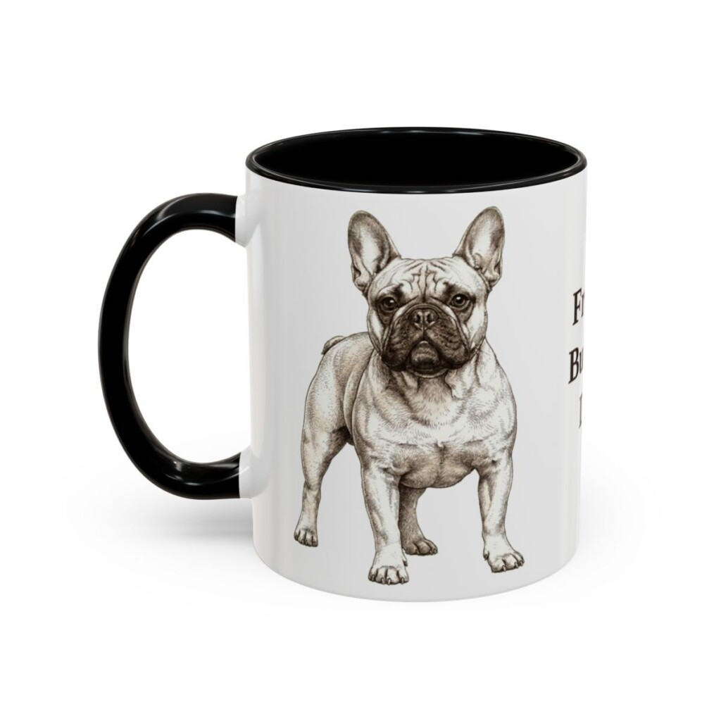 11oz French Bulldog Dog Dad Mug, Vintage Sketch Coffee Mug, Dog Dad Gift