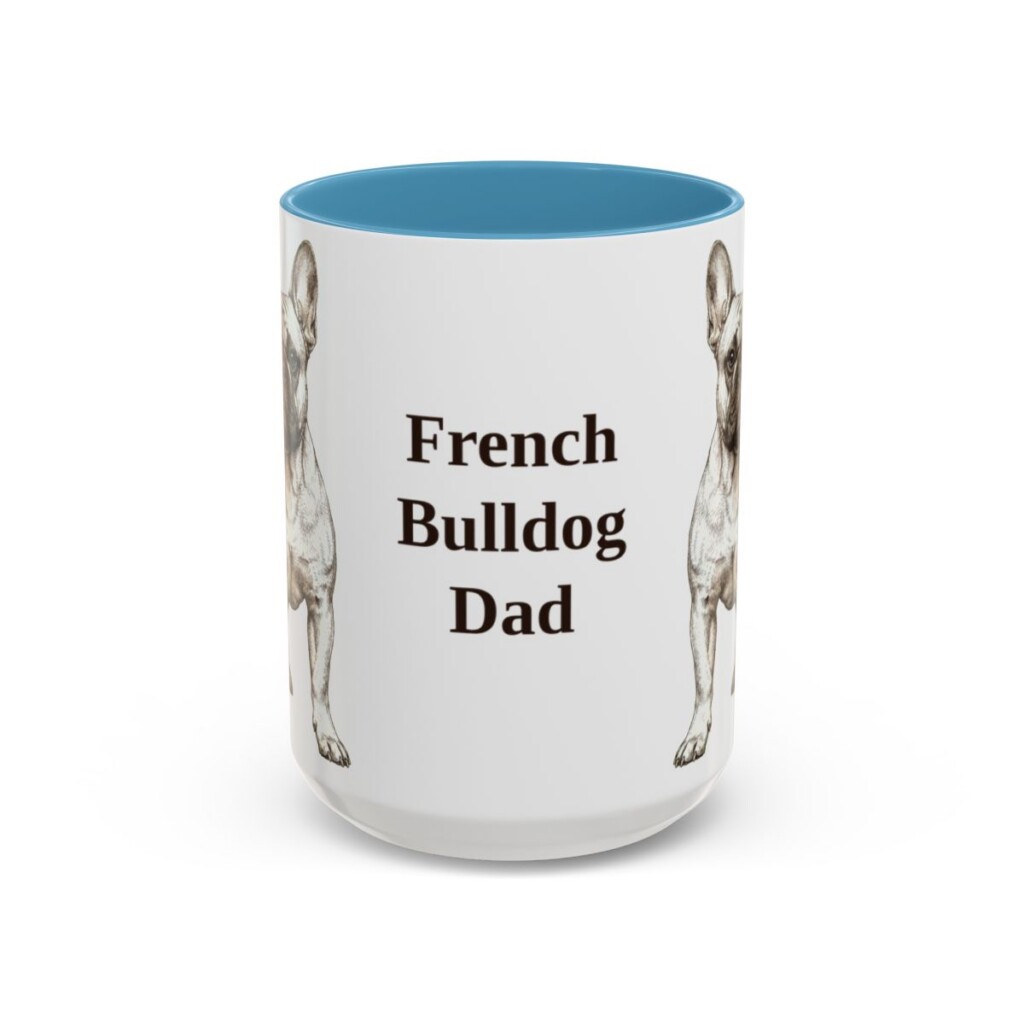 15oz French Bulldog Dog Dad Mug, Vintage Sketch Coffee Mug, Dog Dad Gift