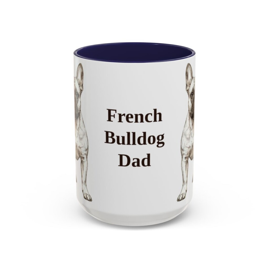 15oz French Bulldog Dog Dad Mug, Vintage Sketch Coffee Mug, Dog Dad Gift