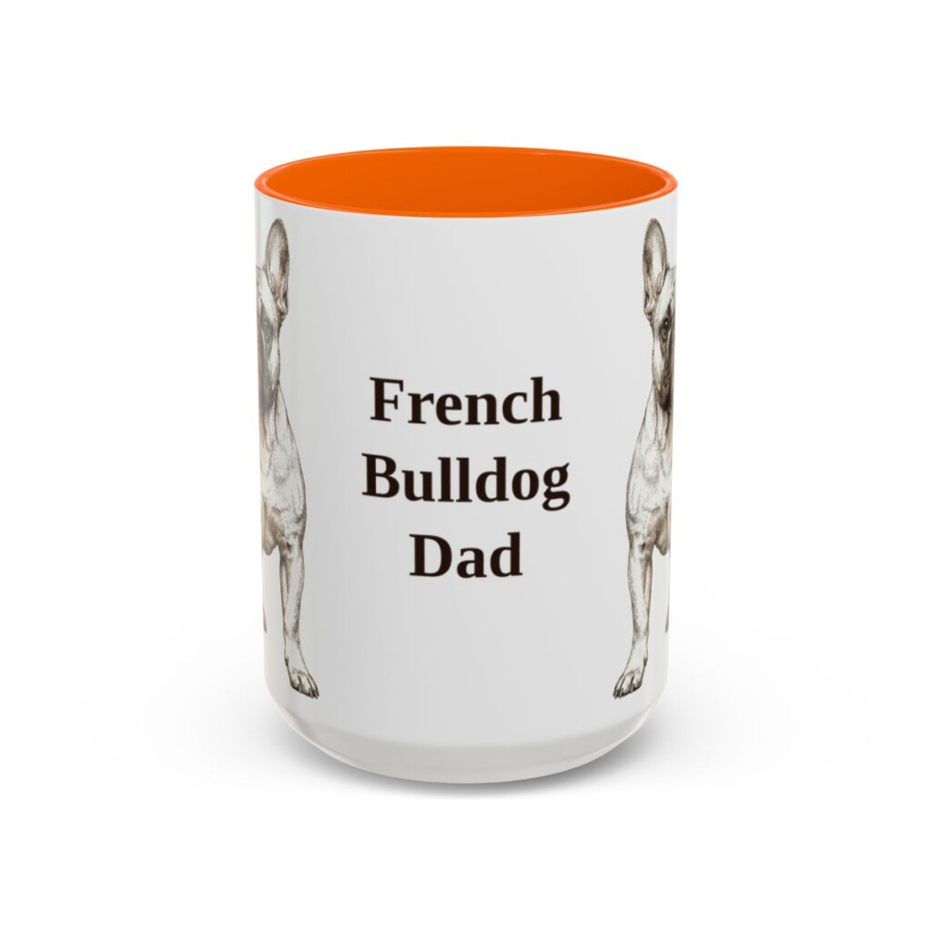 15oz French Bulldog Dog Dad Mug, Vintage Sketch Coffee Mug, Dog Dad Gift