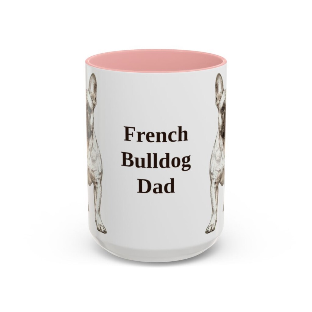 15oz French Bulldog Dog Dad Mug, Vintage Sketch Coffee Mug, Dog Dad Gift