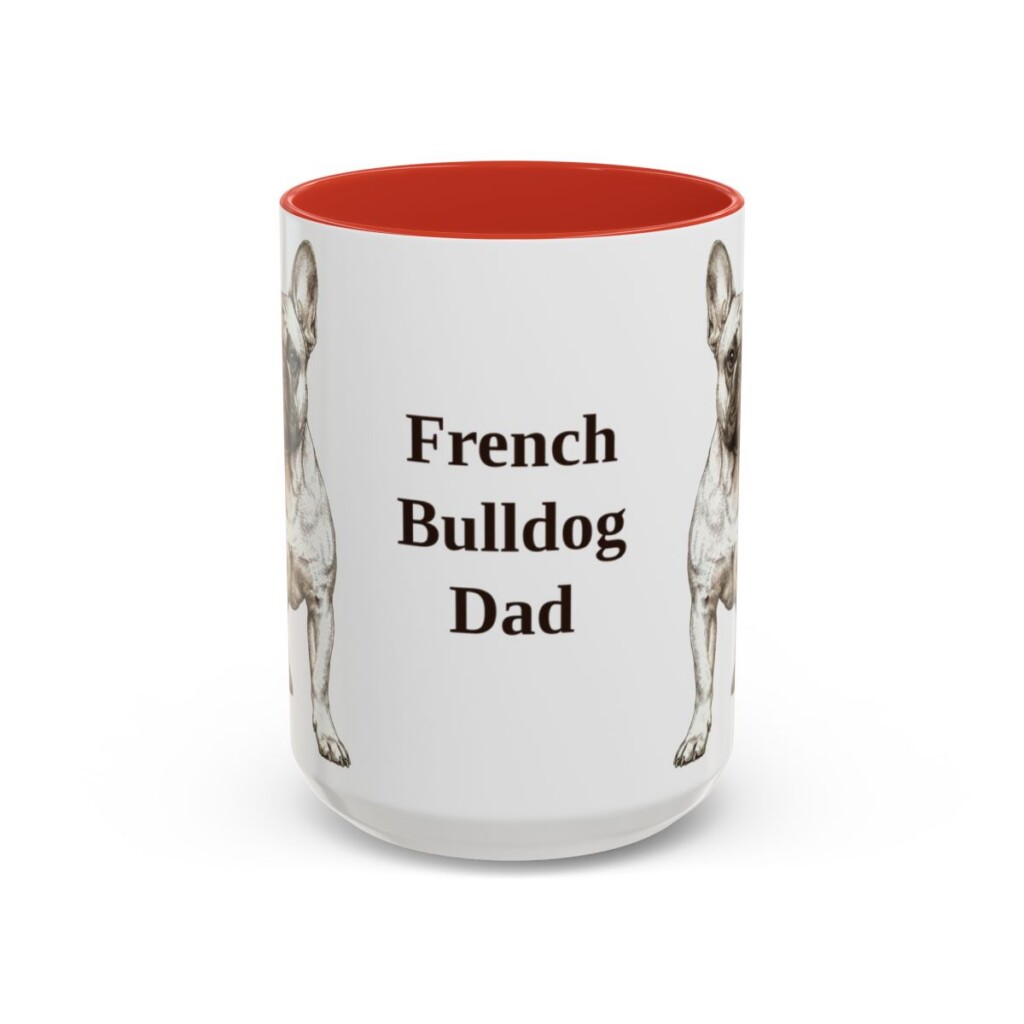 15oz French Bulldog Dog Dad Mug, Vintage Sketch Coffee Mug, Dog Dad Gift