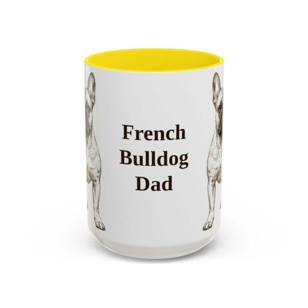 15oz French Bulldog Dog Dad Mug, Vintage Sketch Coffee Mug, Dog Dad Gift