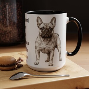 15oz Funny French Bulldog Mug, Kissed by a Potato with Ears, Vintage Dog Coffee Mug, Dog Lover Gift