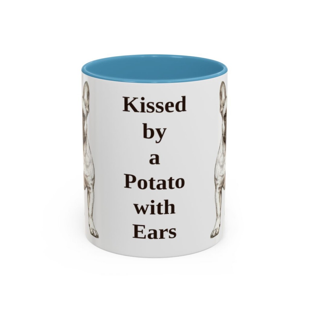 11oz Funny French Bulldog Mug, Kissed by a Potato with Ears, Vintage Dog Coffee Mug, Dog Lover Gift