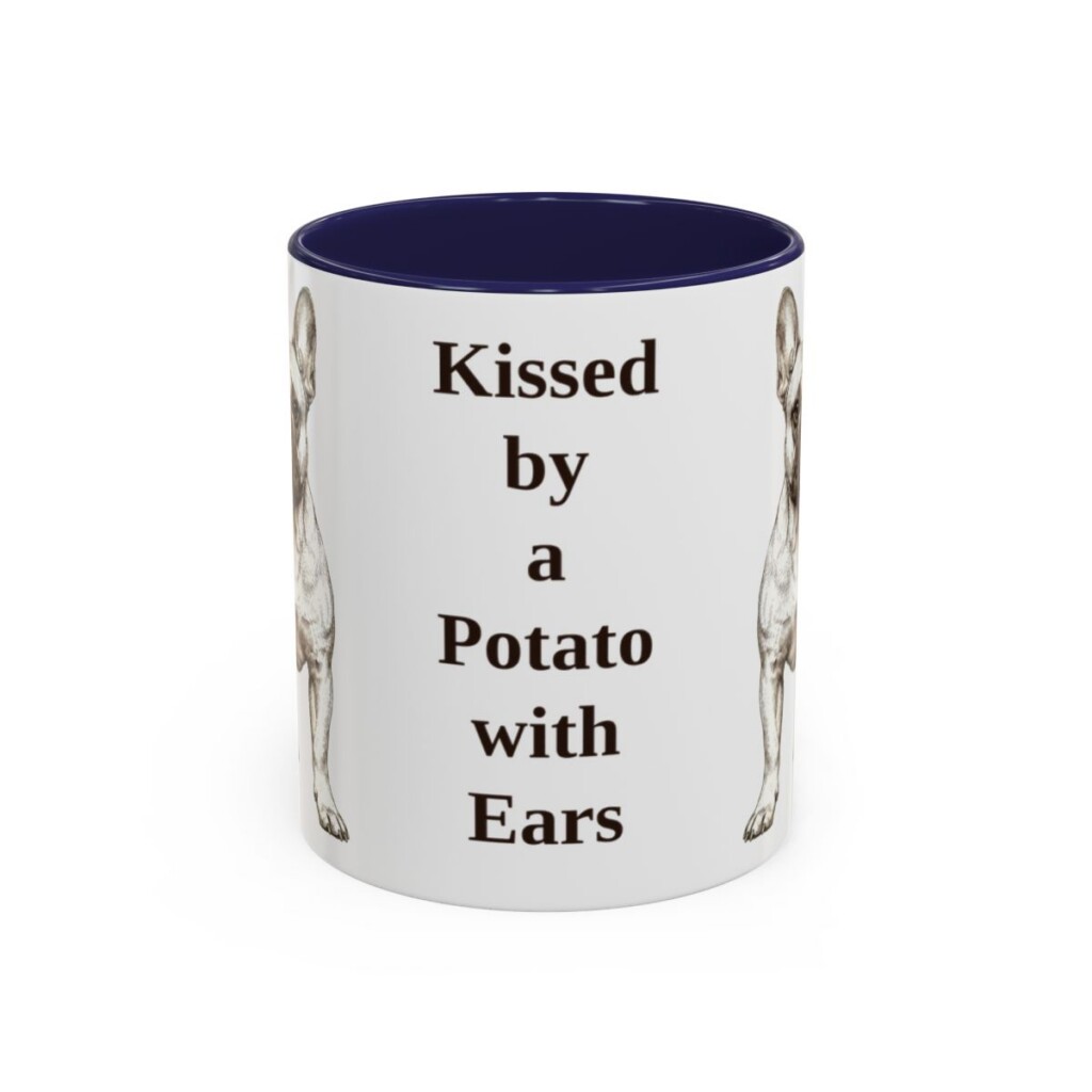 11oz Funny French Bulldog Mug, Kissed by a Potato with Ears, Vintage Dog Coffee Mug, Dog Lover Gift