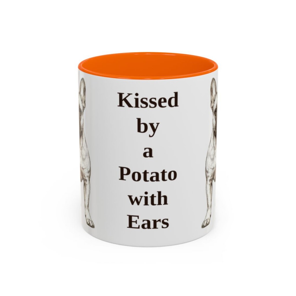 11oz Funny French Bulldog Mug, Kissed by a Potato with Ears, Vintage Dog Coffee Mug, Dog Lover Gift